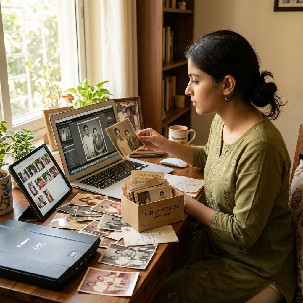 Family heritage materials being digitised and organised using modern technology