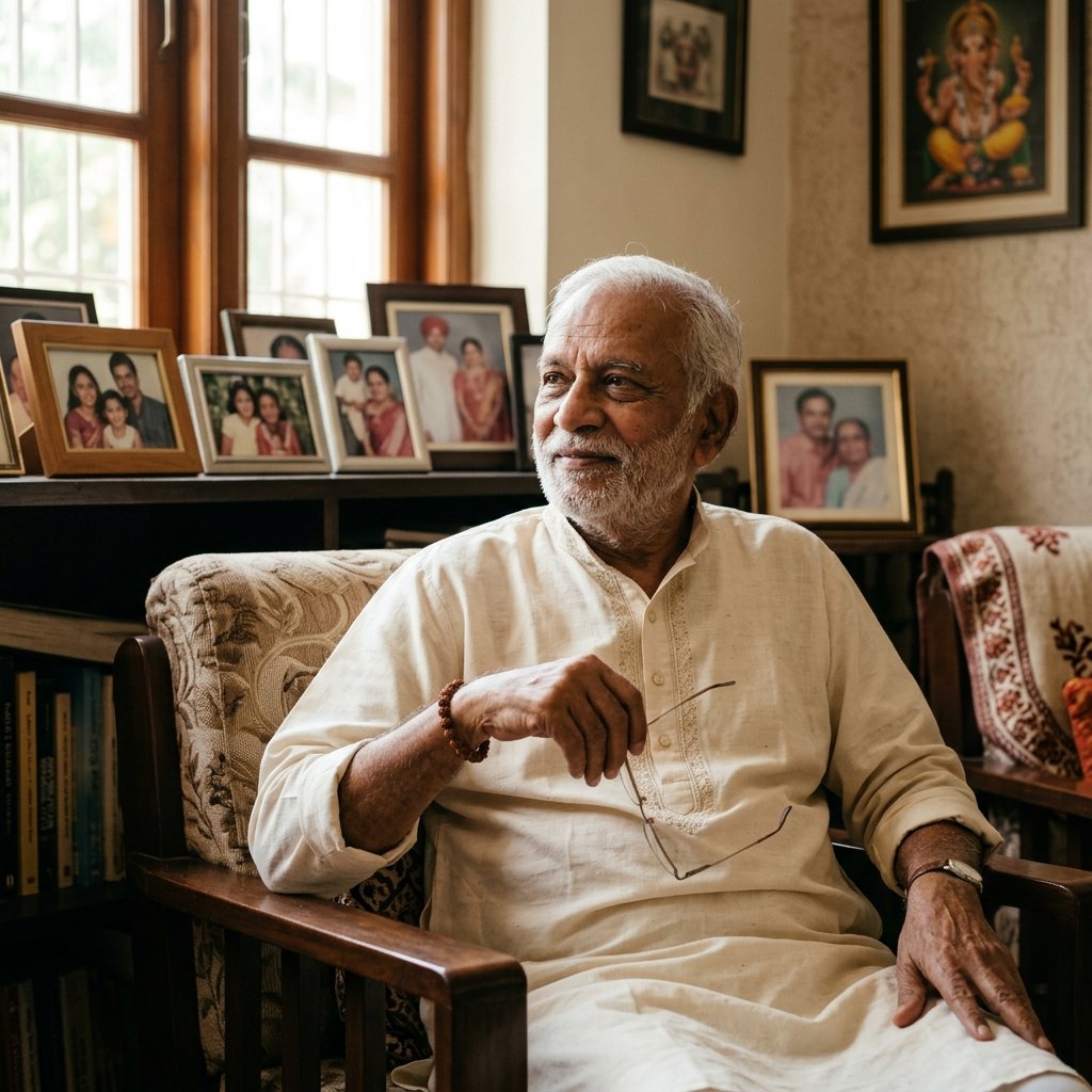 Dignified elderly Indian man with a lifetime of memories